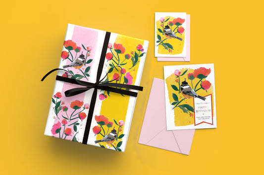 Chickadees & Peonies Set