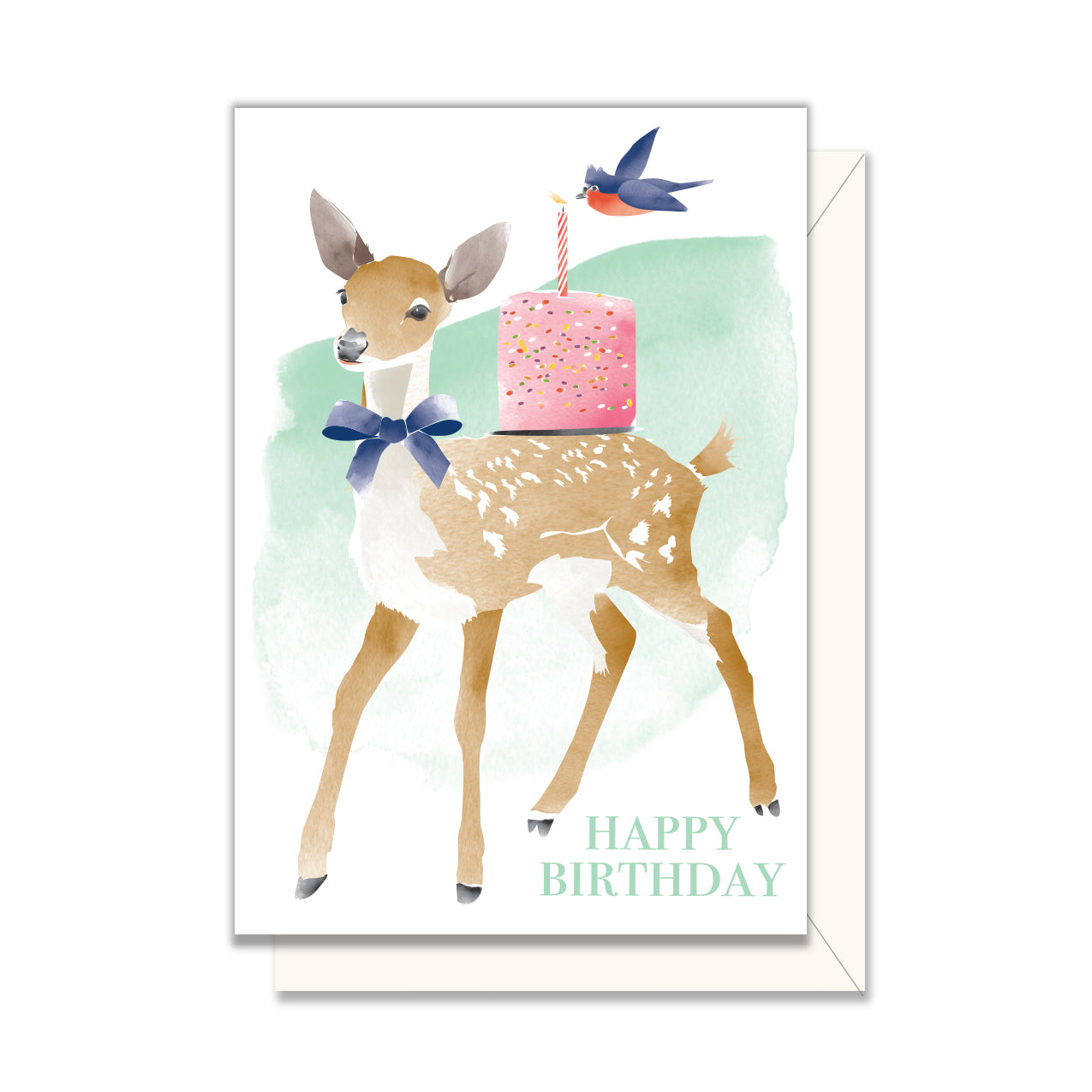 Birthday Cake and Deer Enclosure Card