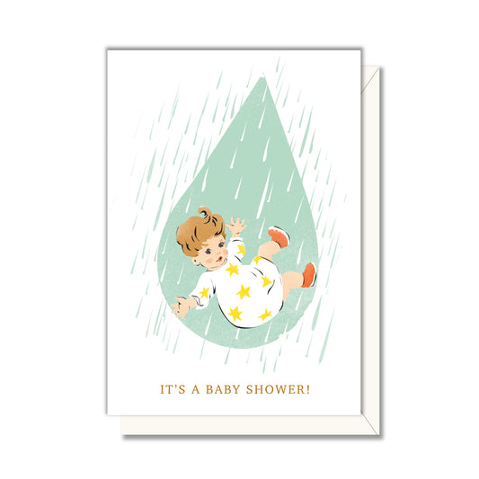 Baby Shower Raindrop Enclosure Card