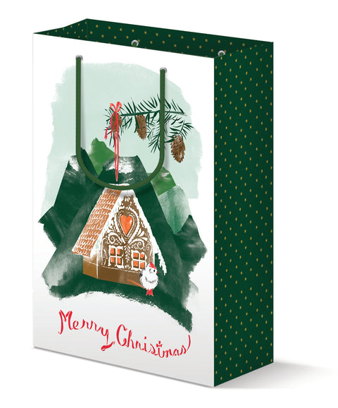 Gingerbread Birdhouse Christmas Gift Bag