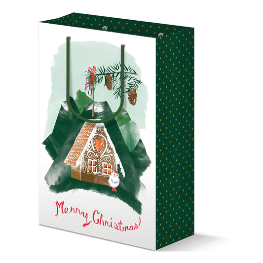 Gingerbread Birdhouse Christmas Gift Bag