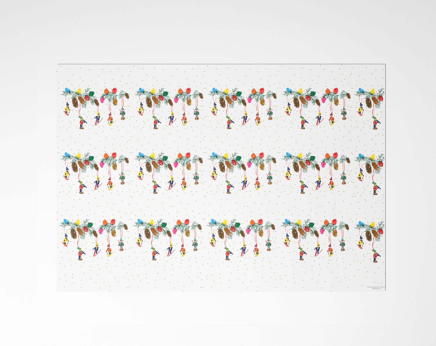 Skiers Holiday Ornaments Wrapping Paper
