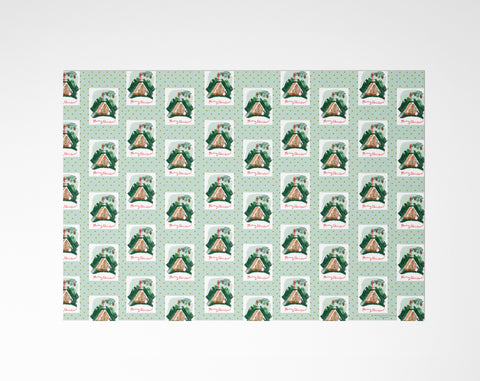 Gingerbread Birdhouse Christmas Wrapping Paper