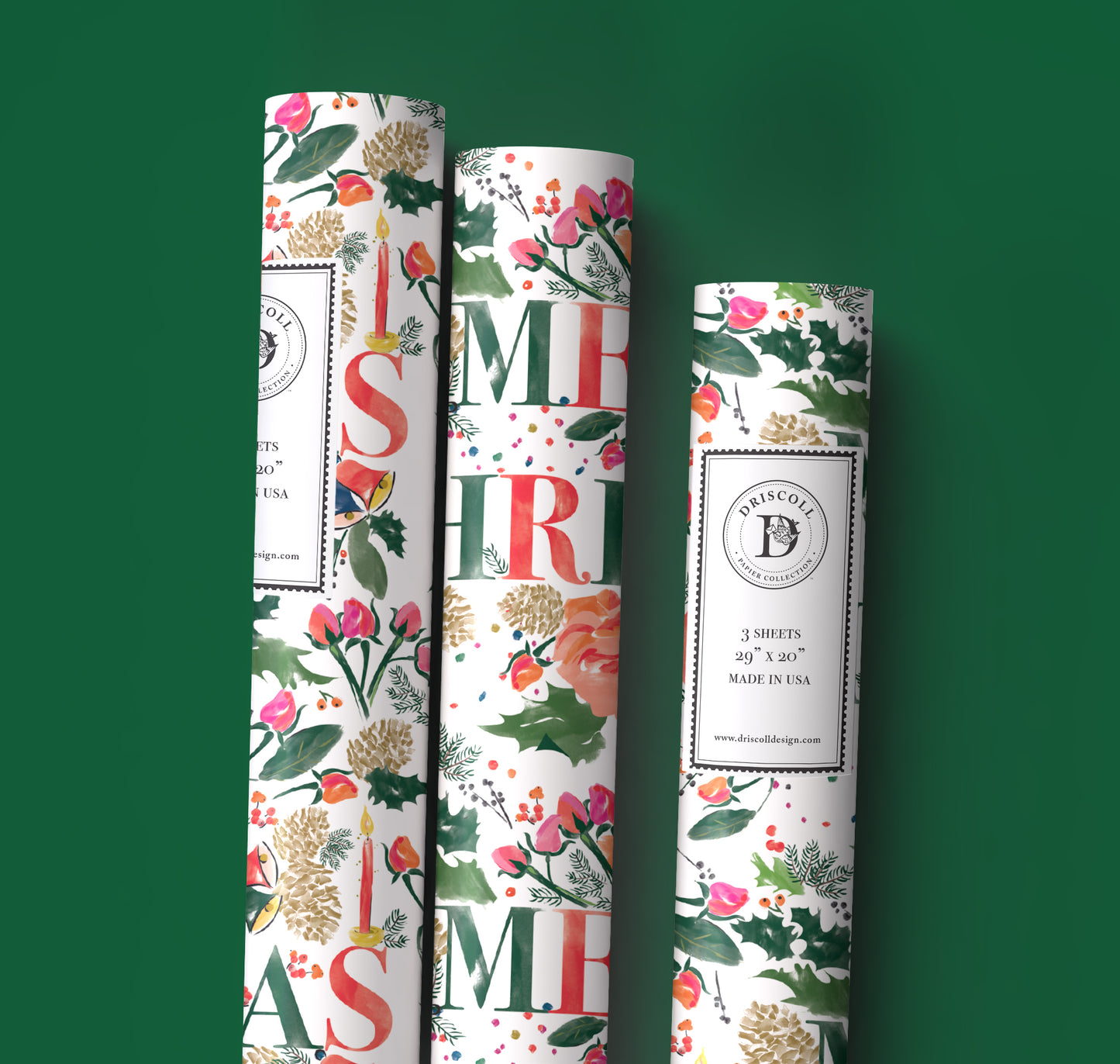 Merry Christmas Greenery Wrapping Paper