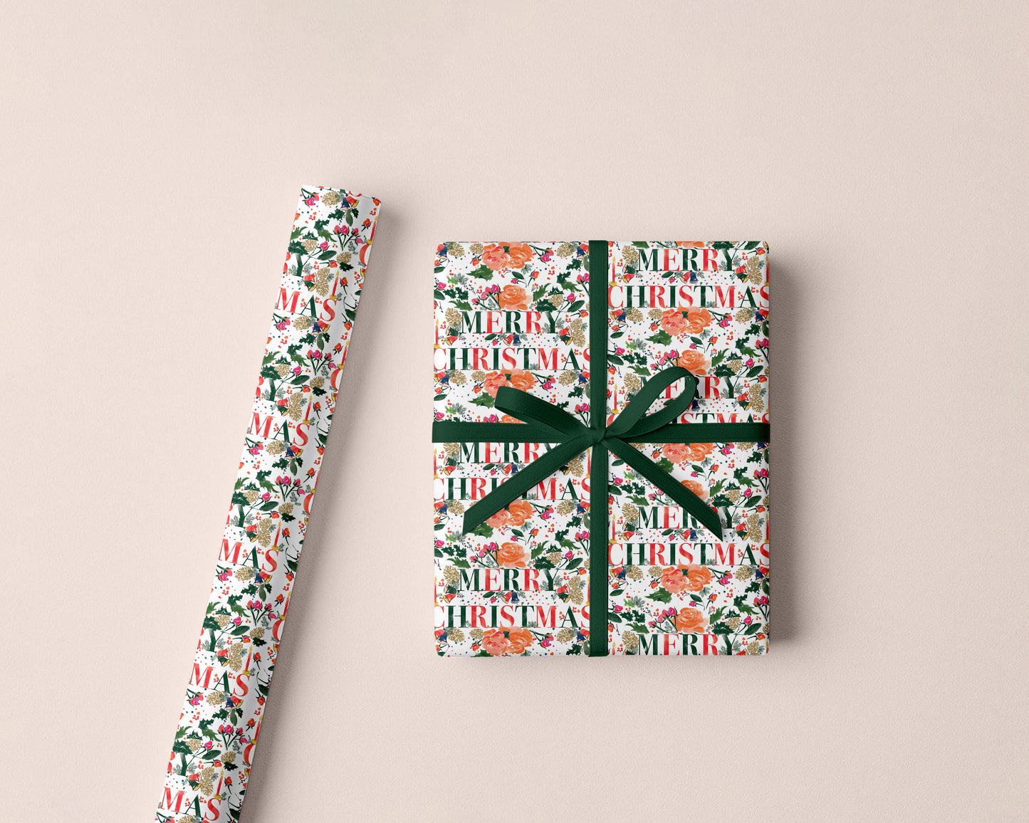 Merry Christmas Greenery Wrapping Paper