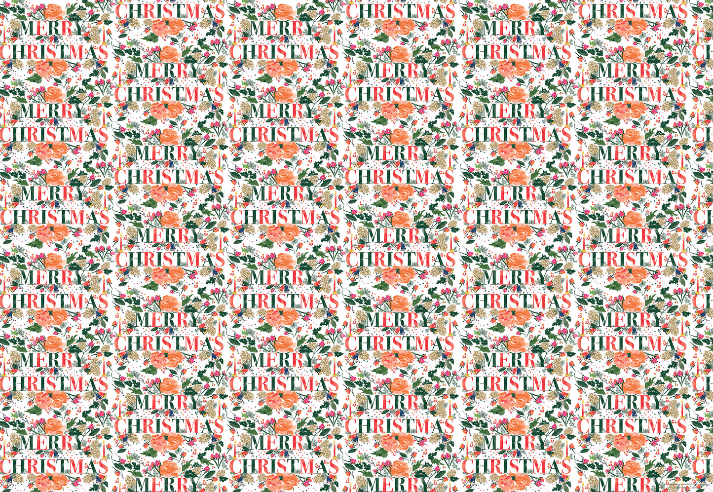 Merry Christmas Greenery Wrapping Paper
