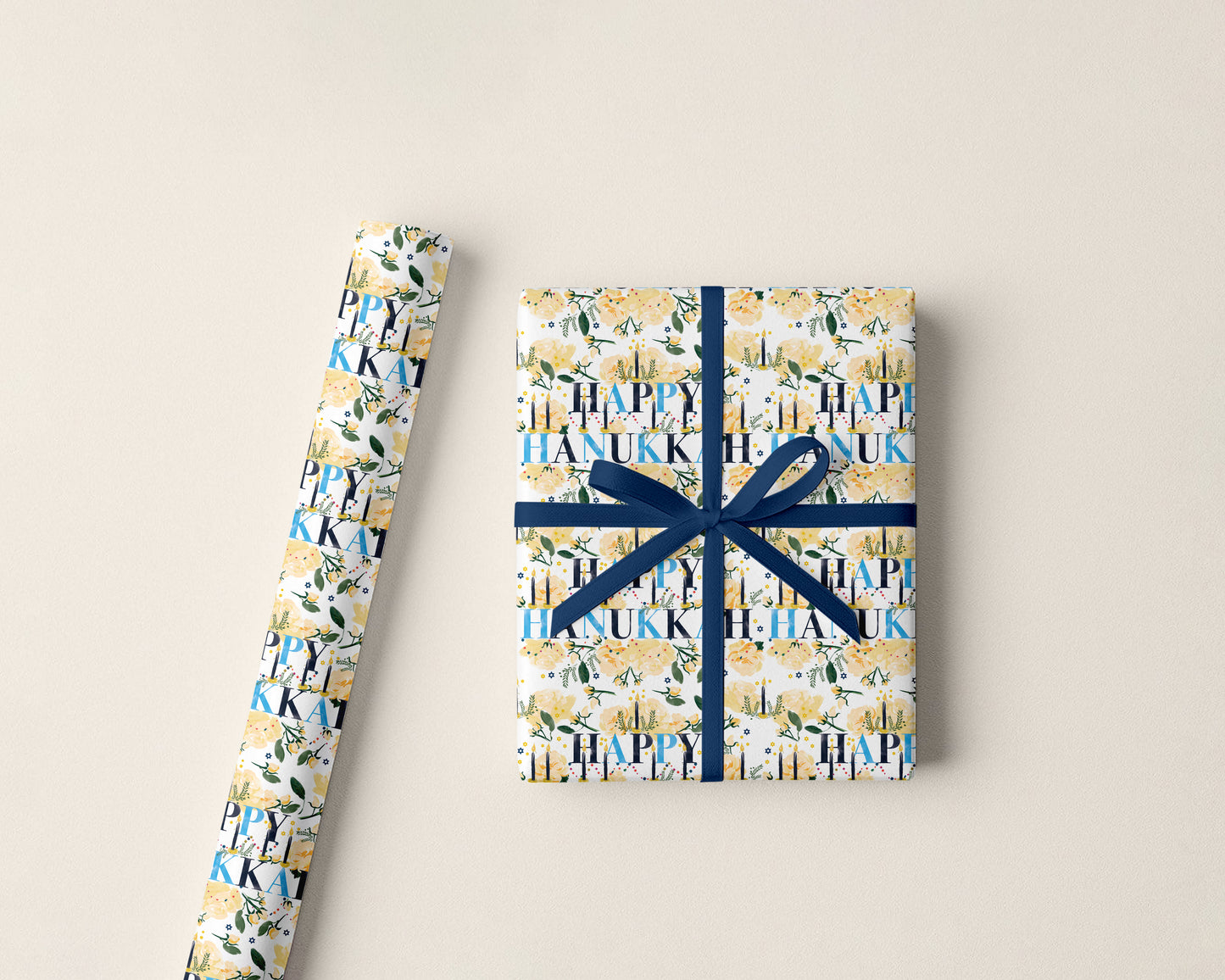 Happy Hanukkah Roses Wrapping Paper