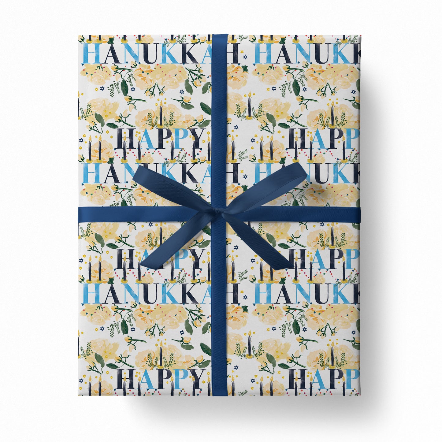 Happy Hanukkah Roses Wrapping Paper