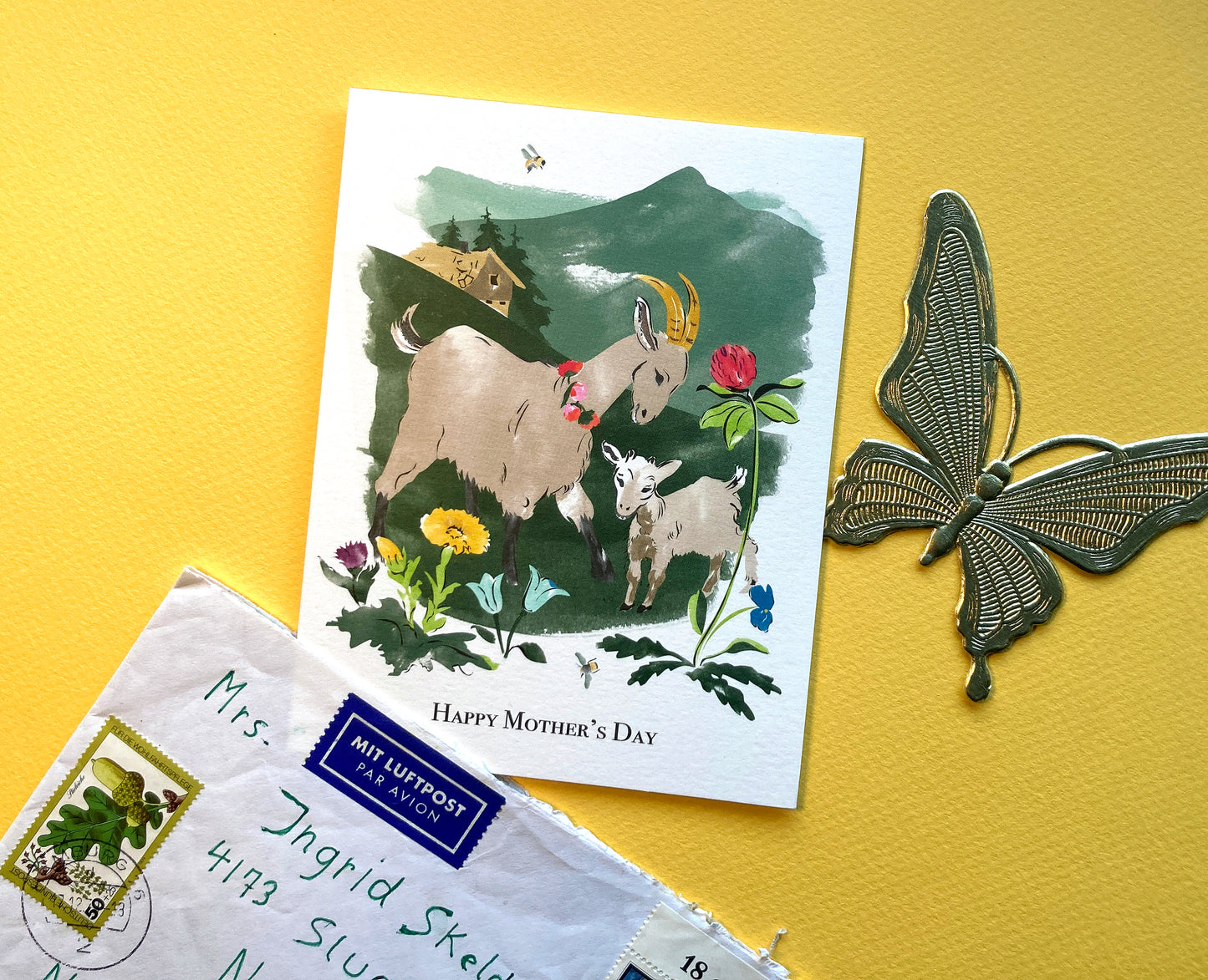 Goat and Kid Mother's Day Card