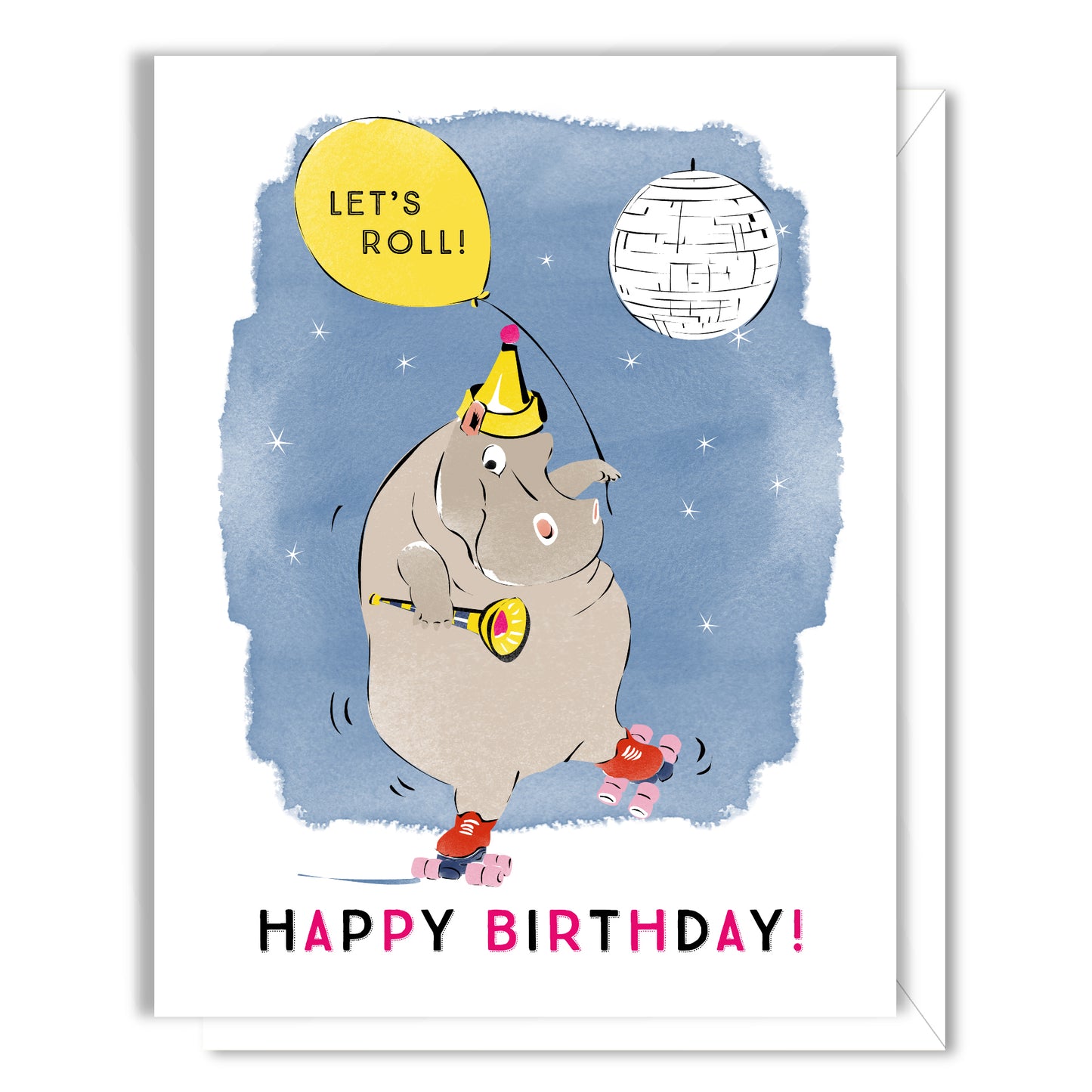 Disco Hippo Birthday Card