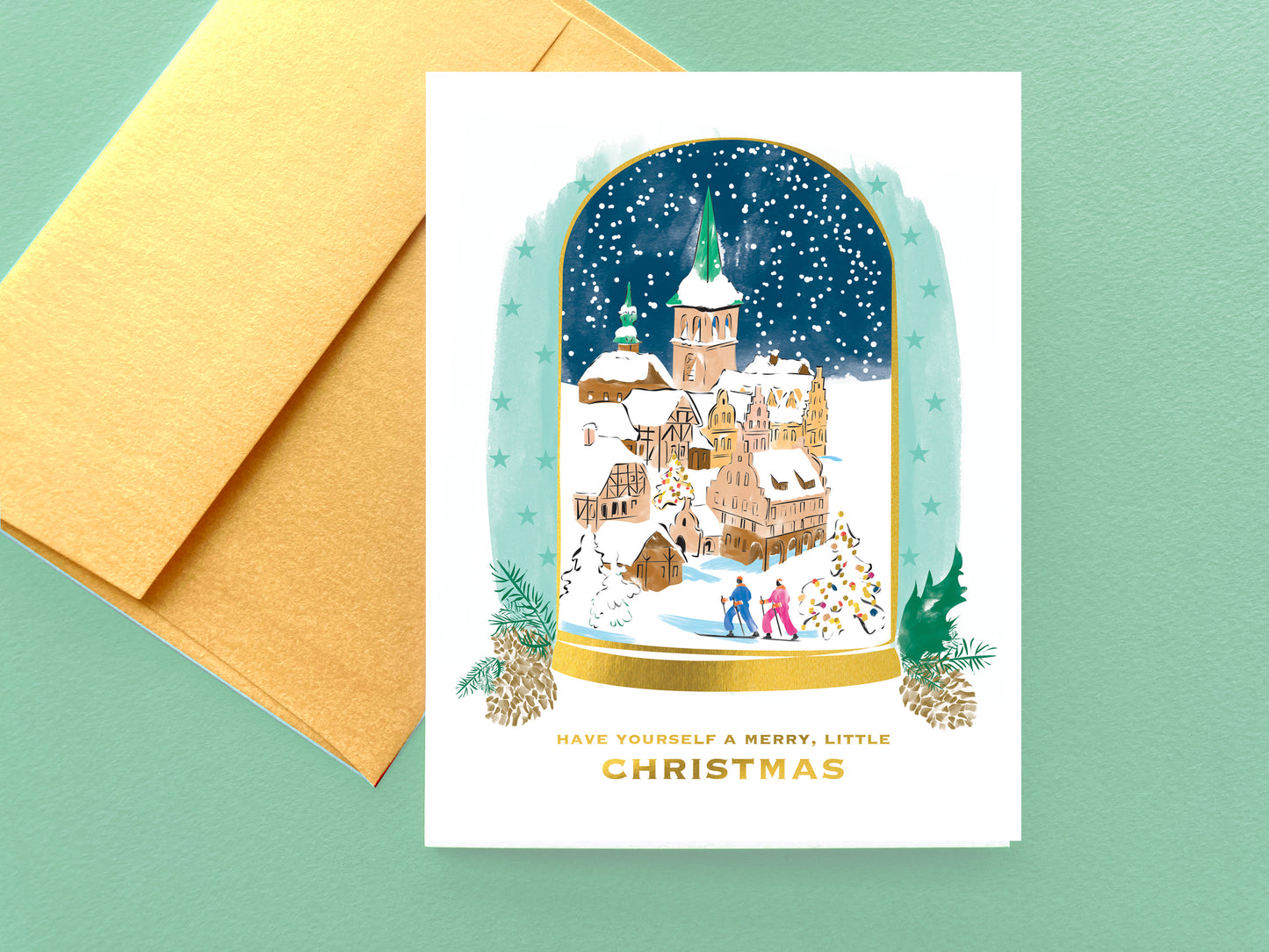 Christmas Town Snow Globe Card