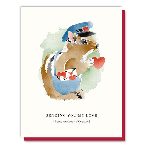 Chipmunk Mailman Love Card