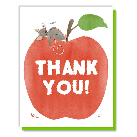 Mouse on Apple Thank You Card