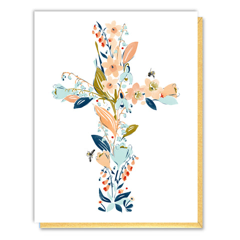 Cross Of Flowers Card