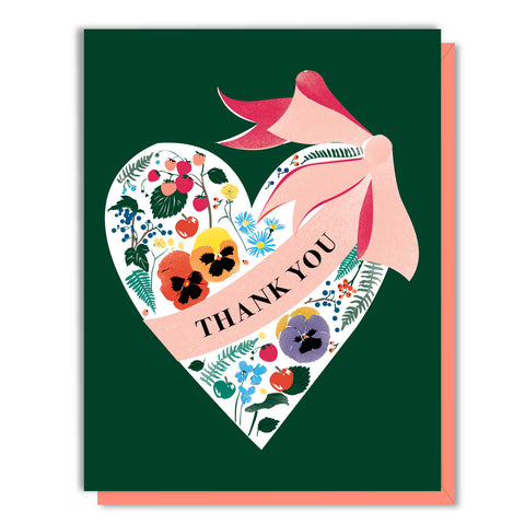 Thank You Floral Heart Card