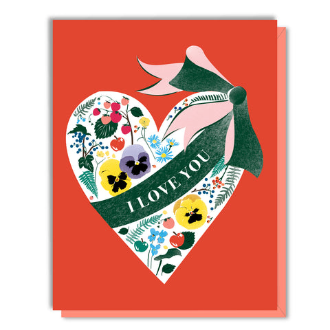 I Love You Floral Heart Card