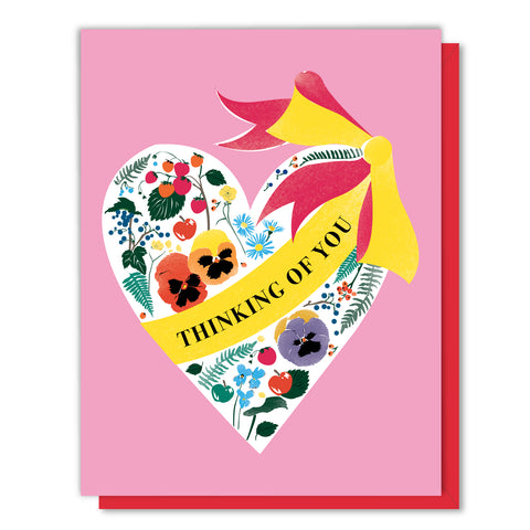 Thinking Of You Floral Heart Card