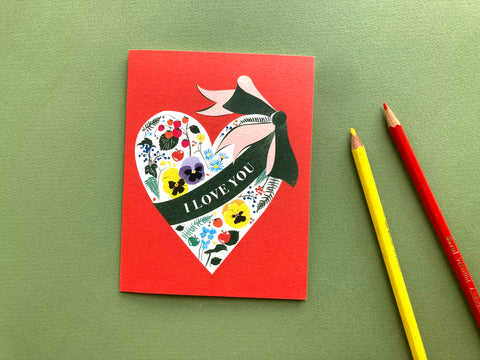 I Love You Floral Heart Card