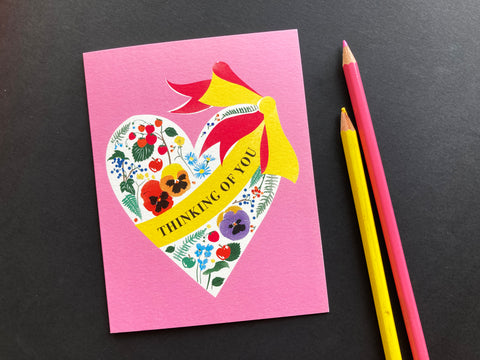 Thinking Of You Floral Heart Card