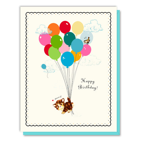 Birthday Balloon Kitten Card