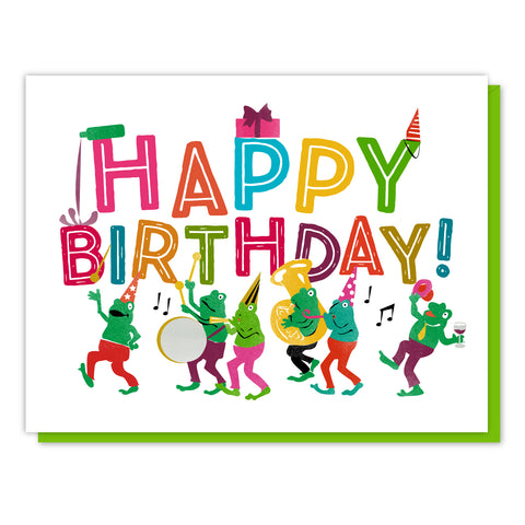 Happy Birthday Frog Marching Band Card