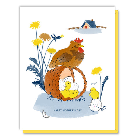 Mother's Day Basket of Chicks Card