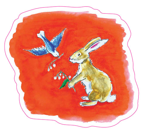 Bluebird and Hare Die Cut Sticker