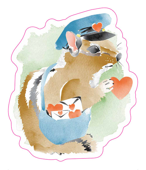 Chipmunk Mailman Die Cut Sticker