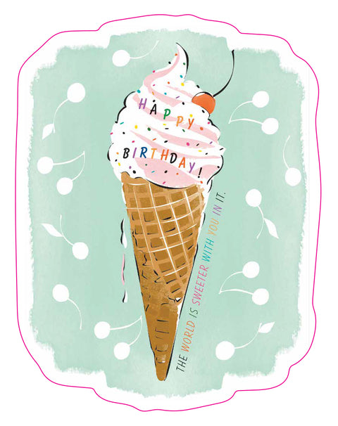 Ice Cream Birthday Die Cut Sticker